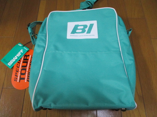 タグ付き 未使用品 BRANIFF ショルダーバッグ バッグ 航空会社 レア 緑 グリーン エアーライン 企業 ブラニフ拍卖