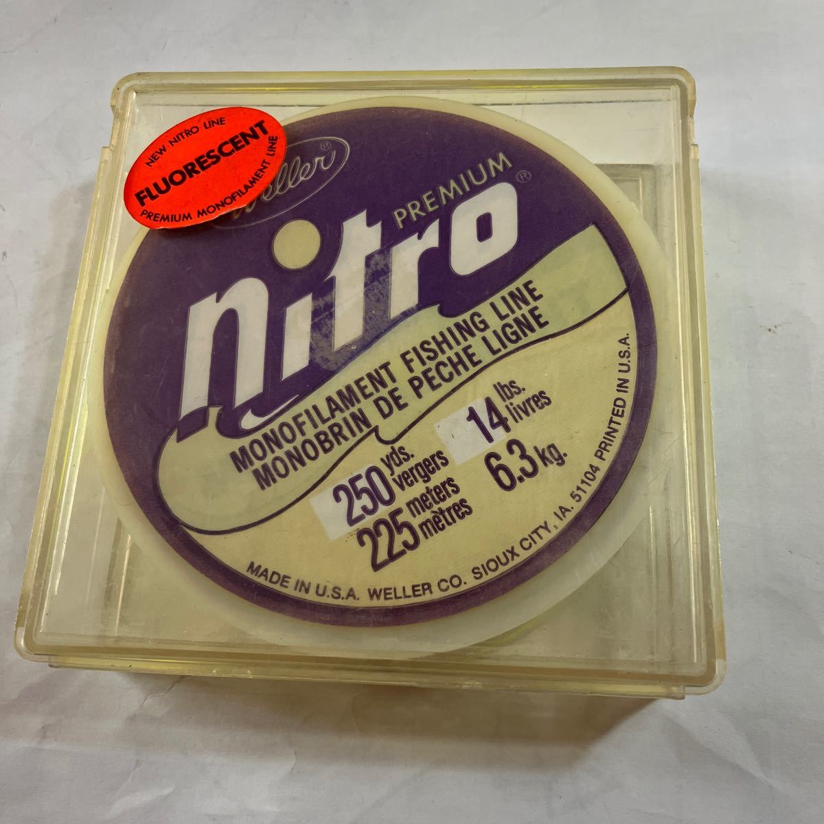 釣り糸 WELLER NITRO FLUORESCENT 14LB 250YDS 美品 新品 ケース付き拍卖