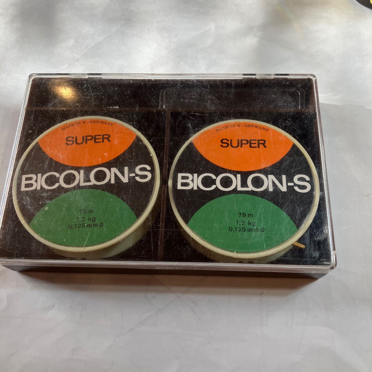 釣り糸 SUPER BICOLON-S ドイツ製 1.2KG 75M 2つ 美品 新品 ケース付き拍卖
