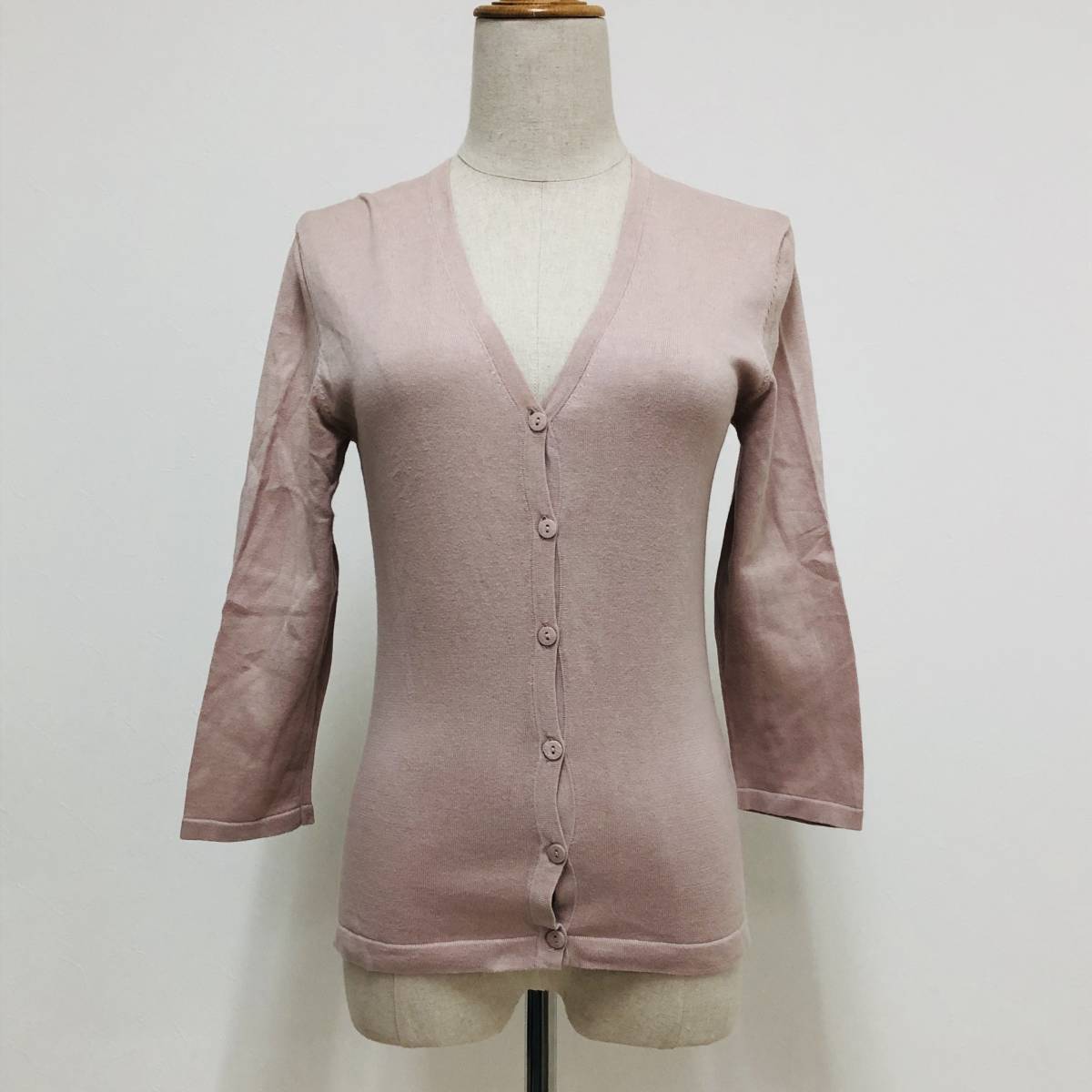 k2289 NATURAL BEAUTY BASIC レディース 長袖 カーディガン M ピンクベージュ ナチュラル 薄手 春 万能 オフィススタイリッシュルック 拍卖