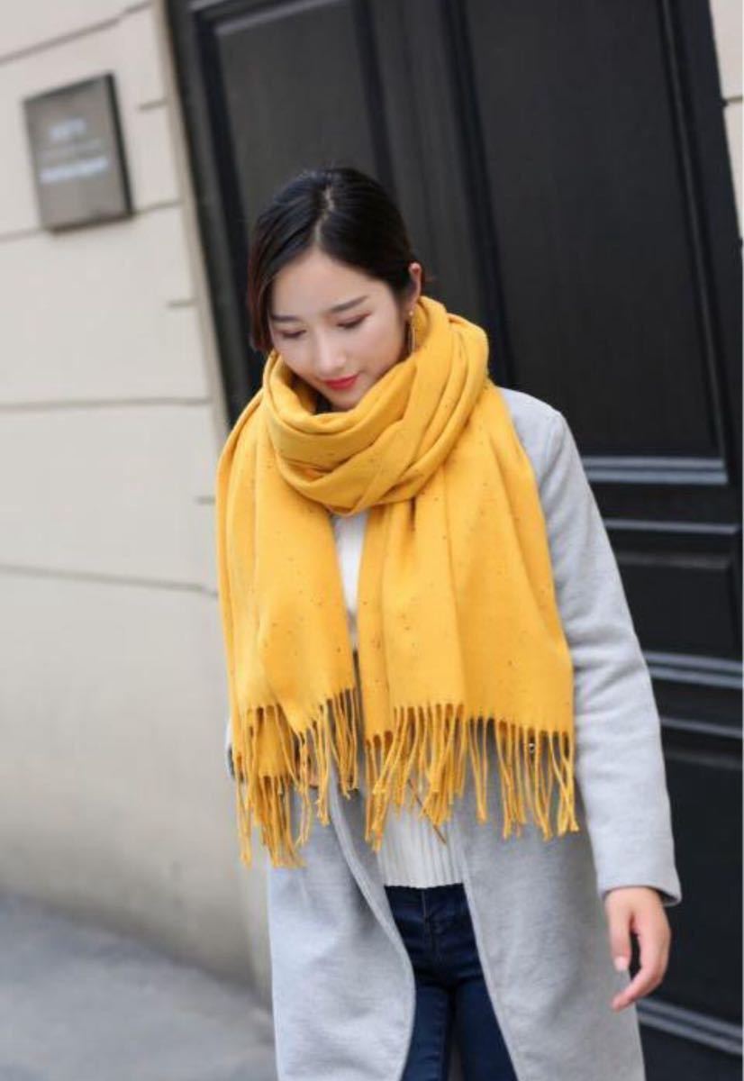 ◇カシミア100%英国”ストール”新作ハニーイエロー〇*:..azu00c拍卖