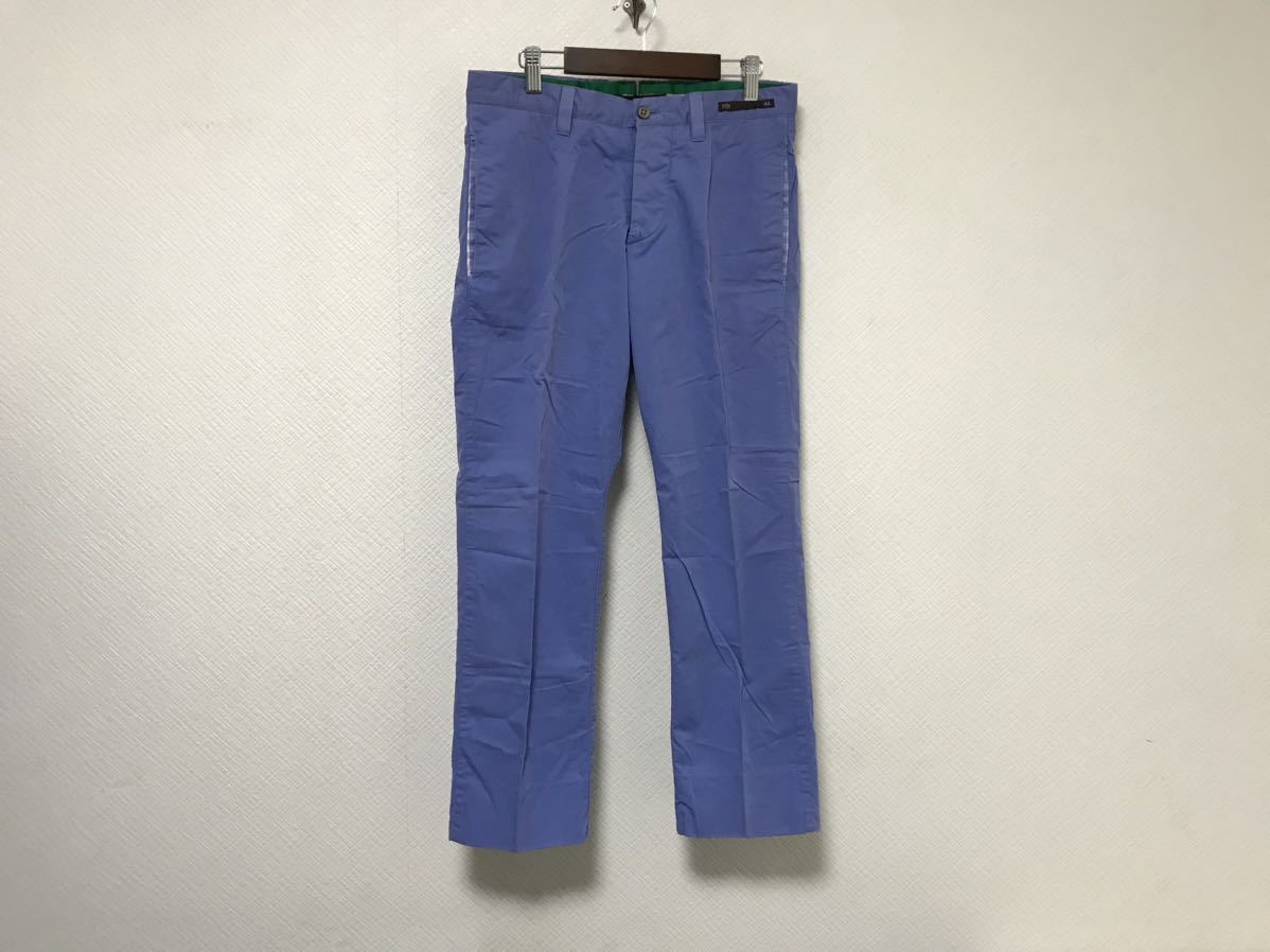 本物ピーティーゼロウーノPT01コットンチノカラーパンツサーフアメカジミリタリービジネススーツゴルフメンズ青ブルールーマニア製44S拍卖
