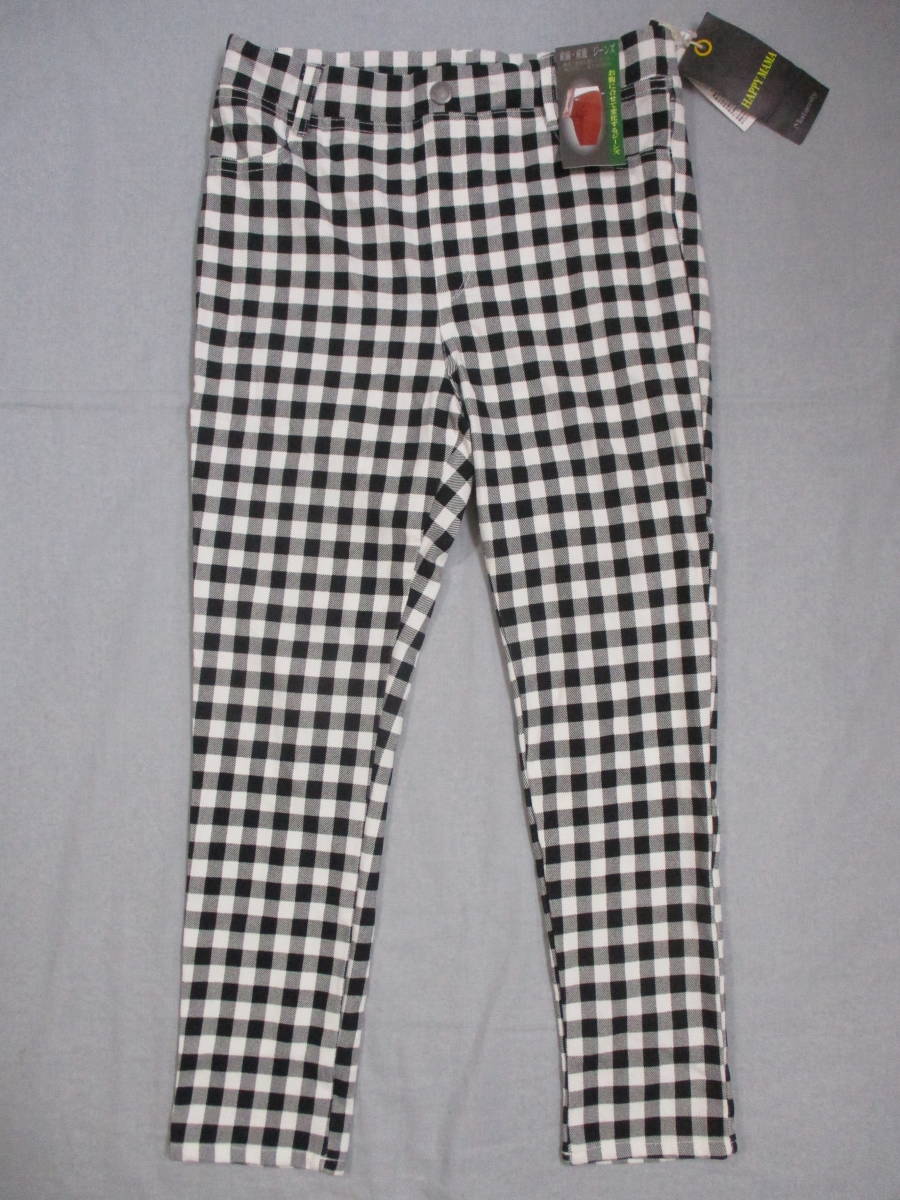 HAPPY MAMA 産前・産後 ジーンズ Mサイズ ウエスト64~70 ホワイト・ブラック ギンガムチェック 【商品タグ付】拍卖