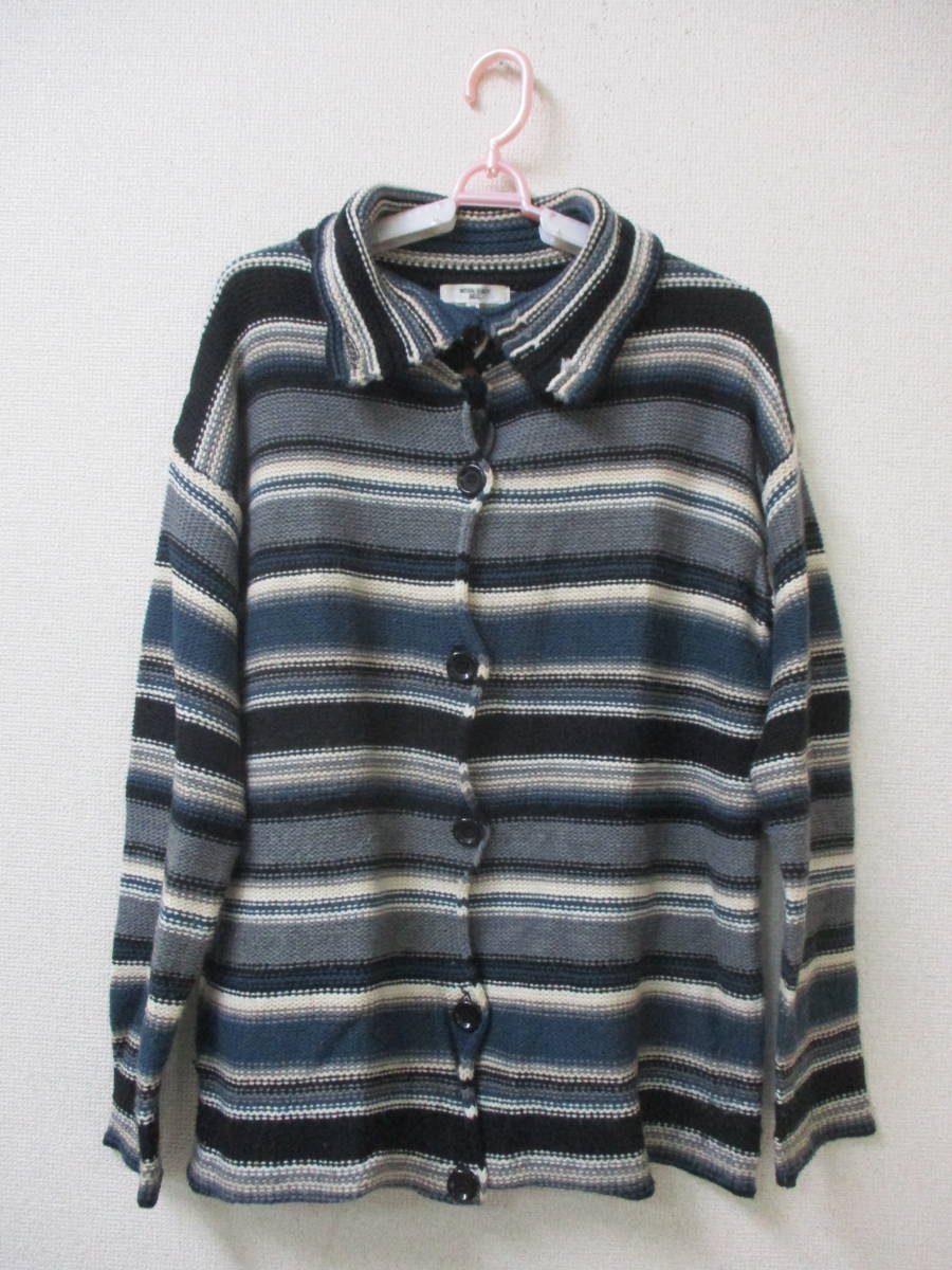 NAURAL BEAUTY BASIC レディース カーディガン Mサイズ ボーダー ウール混拍卖