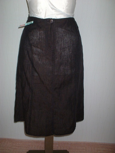 han① 美品☆即買♪イブルース i.BLUES こげ茶スカート黒ステッチ入り上質上品拍卖