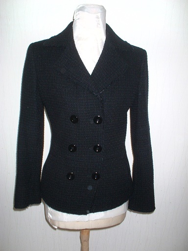 han① 即買☆イブルース i.BLUSE 黒ツイードジャケット ブラック縁取りステキ上質上品拍卖