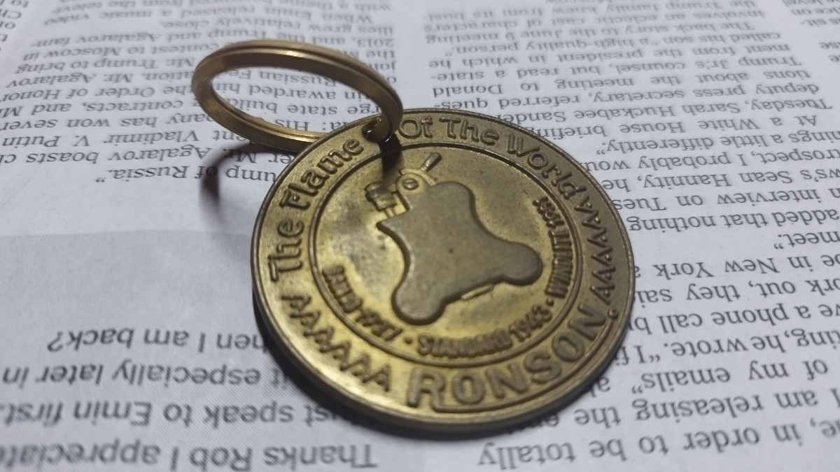 レア 【RONSON 公式キーホルダー】真鍮 当時物 バンジョー BANJO ウィンドライト オイルライタービンテージ アンティーク 拍卖