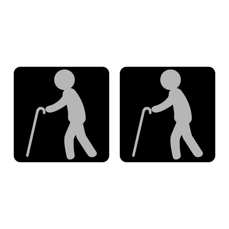 黒ベース シルバー絵 高齢者マーク 2枚セット セーフティ ステッカー 屋外 交通安全 安全運転拍卖