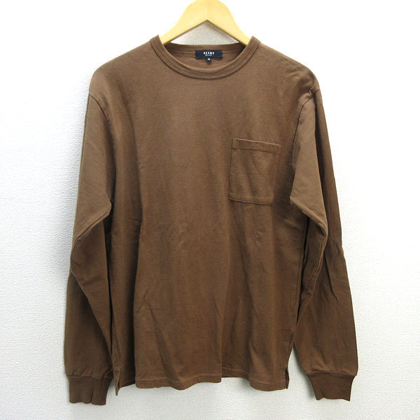 k■ビームス/BEAMS HEART 胸ポケ付き ロングスリーブTシャツ【M】茶/MENS■27【中古】拍卖
