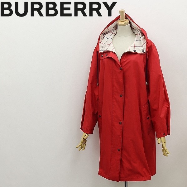ヴィンテージ◆BURBERRYS バーバリー 裏地チェック柄 フーデッド スプリング コート 赤 レッド 9AR拍卖