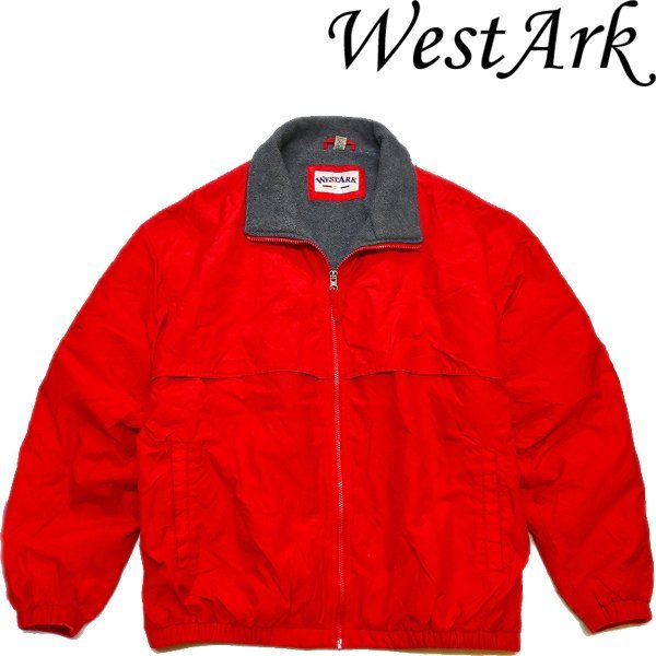 1点物◆WEATARK赤無地ナイロンフリースジャケット古着メンズ2XLレディースOKアメカジ90sストリート短丈ショート丈アウター/ブランド371132拍卖
