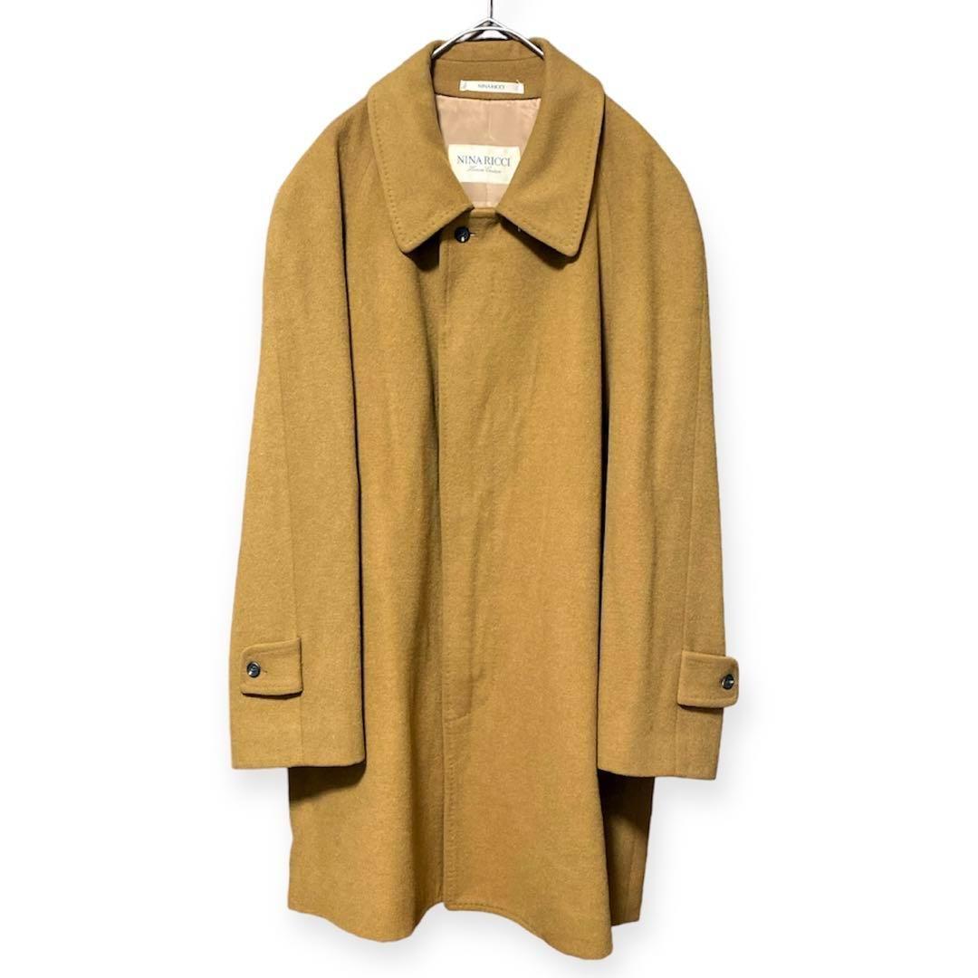 【NINA RICCI オム クチュール 】カシミヤ混 ウール ステンカラーコート バルマカーンコート 比翼 シルク裏地拍卖
