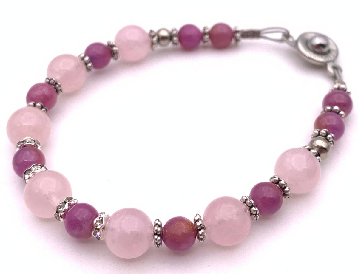 天然石ルビー&モルガナイト(ピンクアクアマリン)のブレスレット拍卖