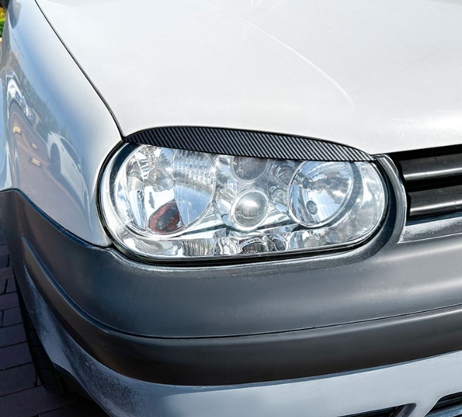 スポーティ全開♪ カーボン ルック アイライン ヘッドライト ヘッドランプ ガーニッシュ ゴルフ4 ゴルフIV ワゴン E GT GLi XP拍卖