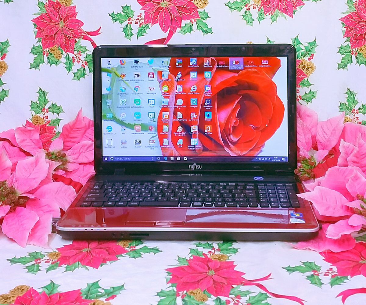 新型Window11搭載/極上品/高年式モデル/レッド色/Lifebook/カメラ/超高速SSD256GB/高速4GBメモリ/DVD焼き/オフィス/ソフト多数拍卖