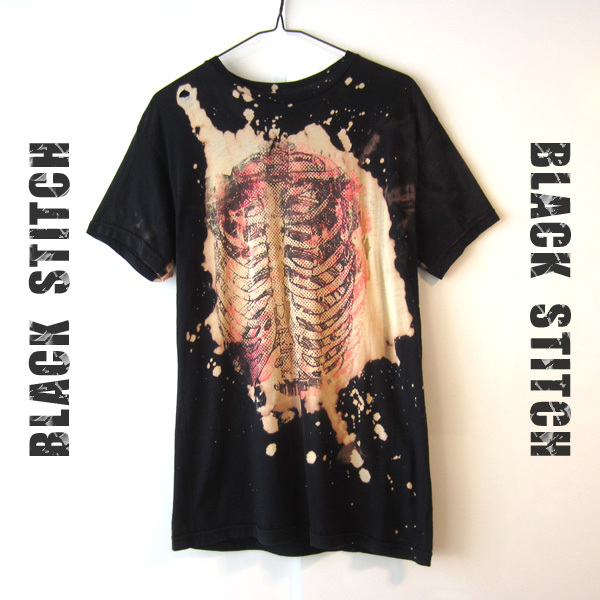 BLACK STITCH/ブラックステッチ★ パンクなイラスト入りTシャツ 黒拍卖