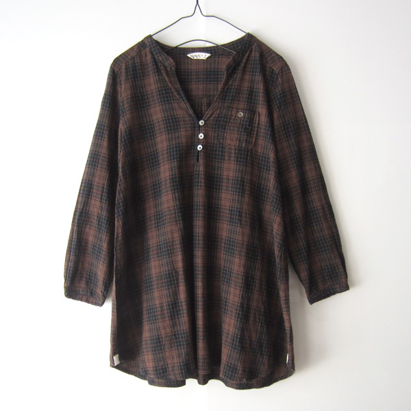 美品 SM2/サマンサモスモス★ チェック柄 長袖チュニック ブラウン拍卖