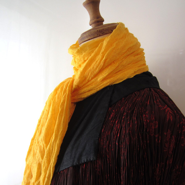 美品 ワールド H ガーゼ 薄手ストール イエロー拍卖