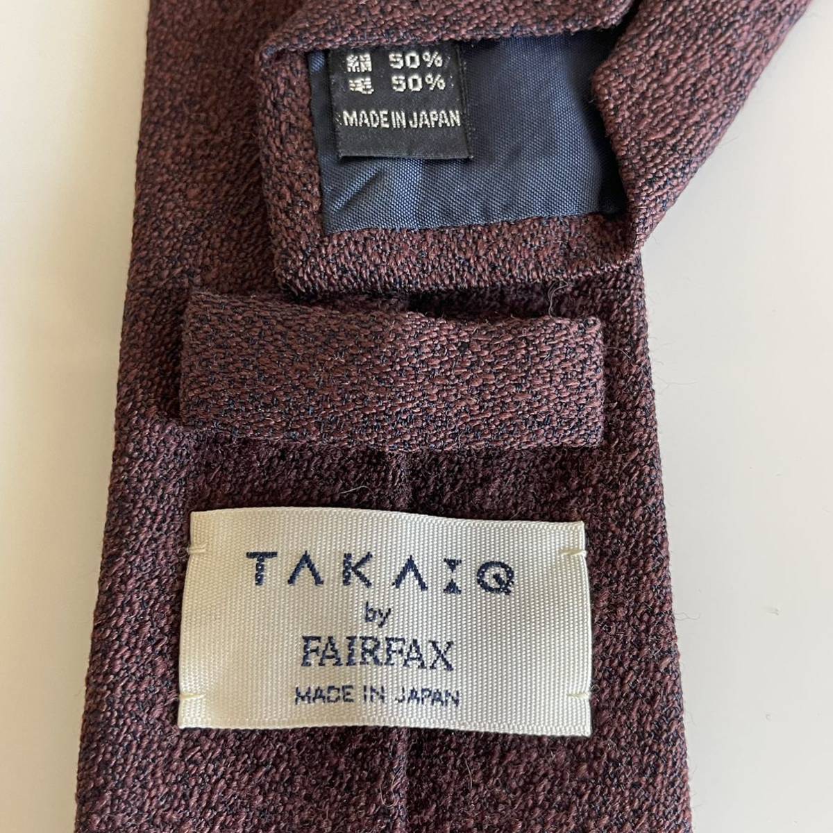 TAKA-Q(タカキュー)× FAIRFAX(フェアファクス) 茶ネクタイ ダブルネームタイ拍卖