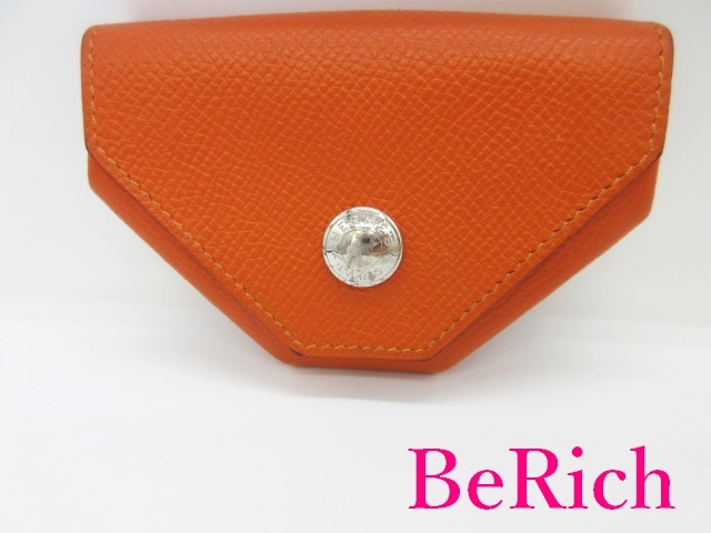 エルメス HERMES ル・ヴァンキャトル 仕切あり コインケース 小銭入れ □A 刻印 オレンジ レザー ミニ コンパクト 【中古】bs3399拍卖