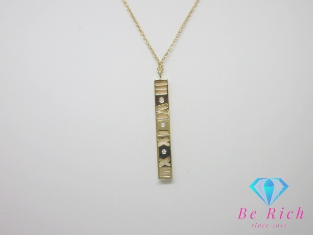 ティファニー TIFFANY&Co. アトラスバー 3P ダイヤ 750 K18YG ペンダント ネックレス イエローゴールド【中古】【送料無料】 ba2832拍卖