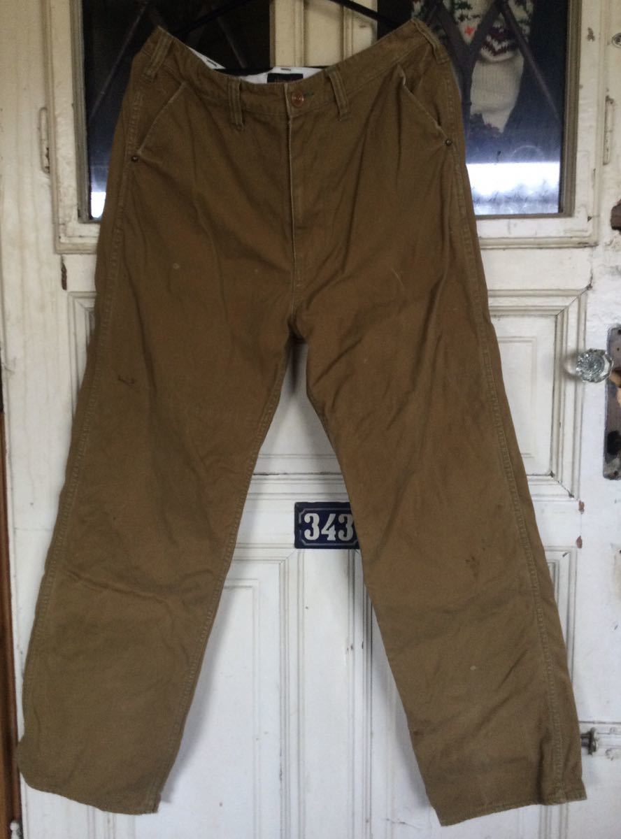 希少★Chikara チマラワークパンツ マスタード系 32 ダメージ加工/パンツ ヴィンテージ加工拍卖