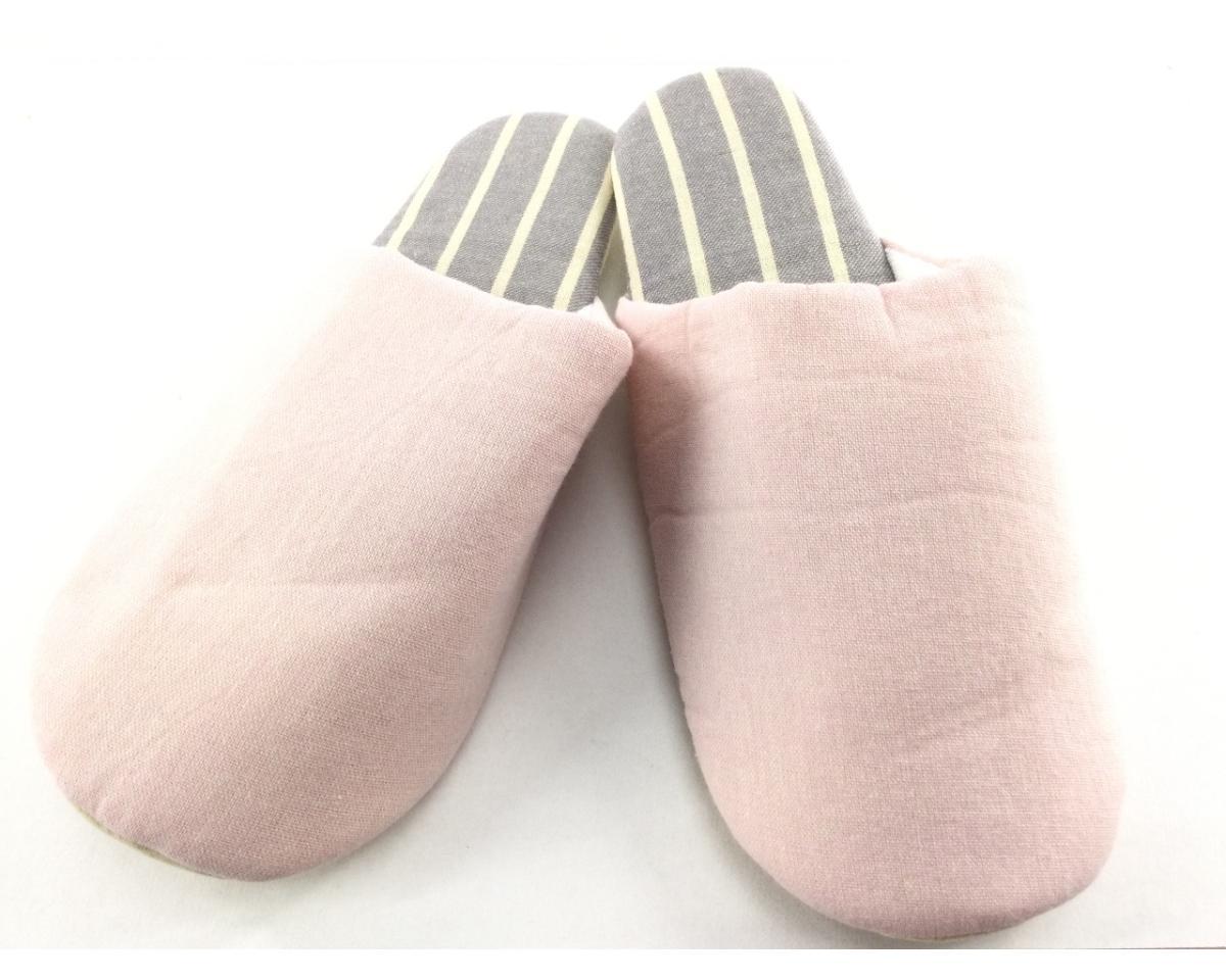 コットンルーム サンダル 防ダニ 抗菌防臭 歩く音軽減 L 25~26.5cm ストライプ柄 ピンク拍卖