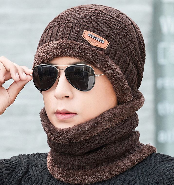 送料込 ニット帽 マフラー 2点セット 裏起毛 防寒 暖かい 男女 アウトドア 防寒 ニット帽 ネックウォーマー 拍卖