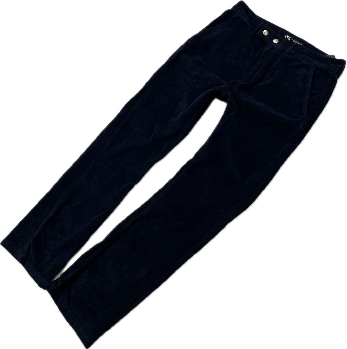 ZARA ☆ 秋冬 綺麗め◎ コーデュロイパンツ ネイビー ボトムス メンズ W30 大人カジュアル ストリート スタイリッシュ 人気 ザラ■Ja6911拍卖