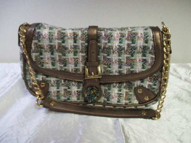 MK ミシェルクラン 緑系ツイードバッグ(121723拍卖