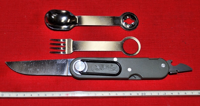 No.K-1990 キャンピングナイフキット。3種セット・Made in France・ Knifu・Fork・& Spoon・ ビニールケース付。拍卖