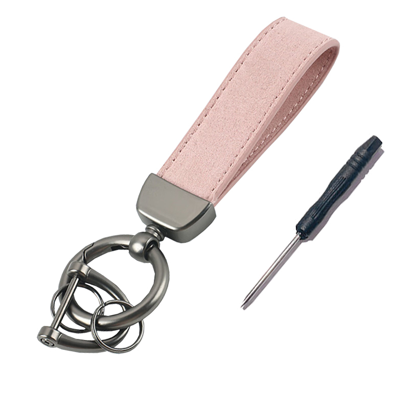 キーホルダー カーキーホルダー レザー 男女適用 レディース メンズ 360度回転 紛失防止Dリング ピンク K-11-03拍卖