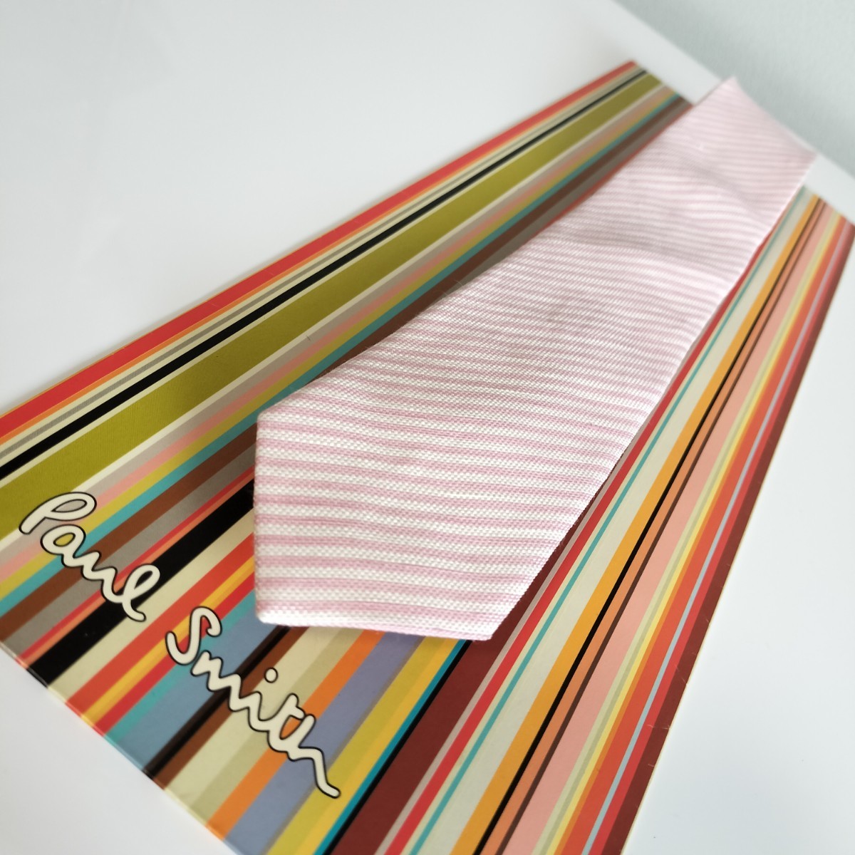 Paul Smith(ポールスミス)ピンク白ストライプネクタイ拍卖
