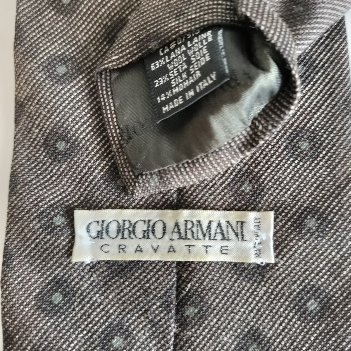 GIORGIO ARMANI(ジョルジオアルマーニ)グレー丸ドットネクタイ拍卖