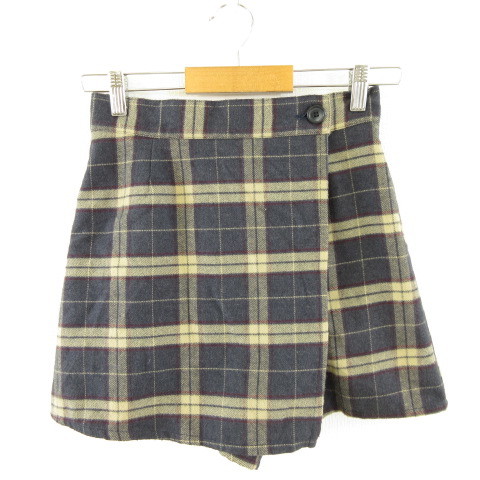 アロー ARROW キュロット ショートパンツ チェック 紺 ベージュ M *A781 レディース拍卖