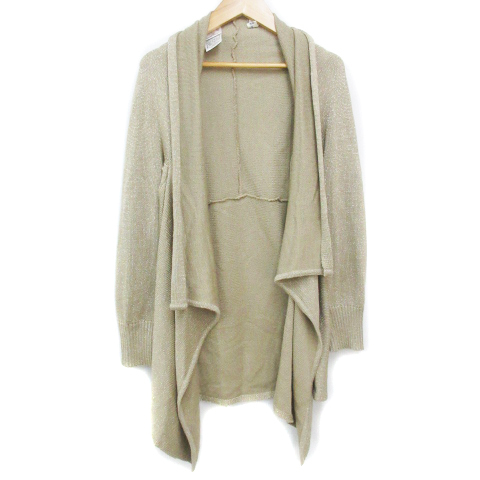 ビアッジョブルー Viaggio Blu ニットカーディガン ロング丈 前開き ラメ ウール混 2 ベージュ ゴールド /FF8 レディース拍卖