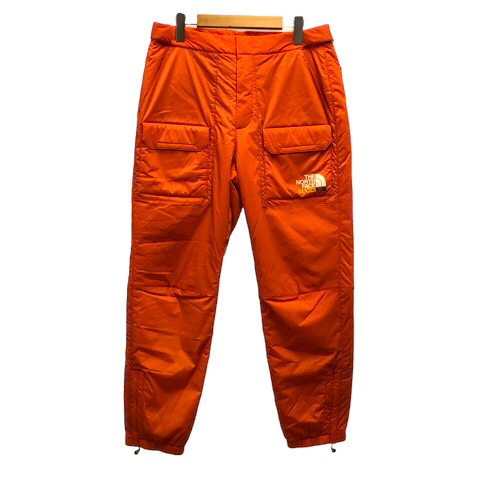 未使用品 グッチ GUCCI xTHE NORTH FACE 663764 ナイロンカーゴパンツ ボトムス ロゴ プリント 中わた M オレンジ メンズ拍卖
