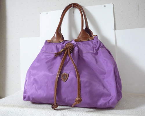 フェリージ Felisi ナイロン レザー ライトパープル系 ブラウン ハンドバッグ レディース拍卖