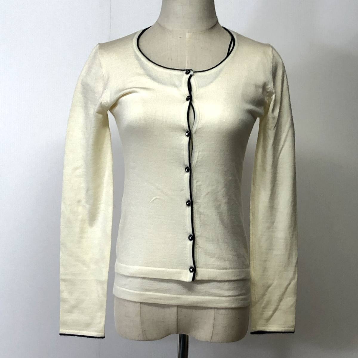 Y0252 S.P.R レディース アンサンブル 2点セット 長袖カーディガン 半袖ニット 薄手 サイズ38 Mサイズ ホワイト 白 アイボリー ウール混拍卖