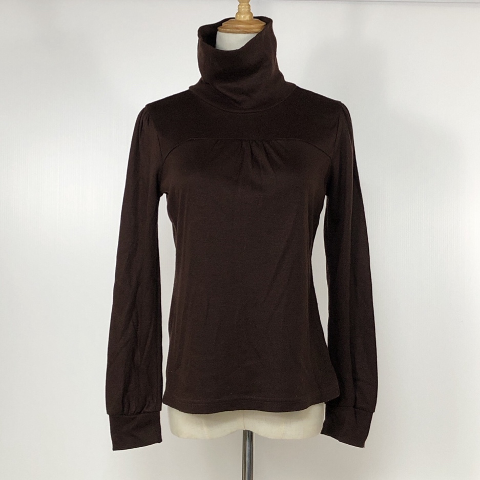 Y0319 a.v.v アー・ヴェ・ヴェ レディース トップス ニット セーター 長袖 タートルネック 薄手 38サイズ Mサイズ ブラウン 茶 毛素材含 秋拍卖