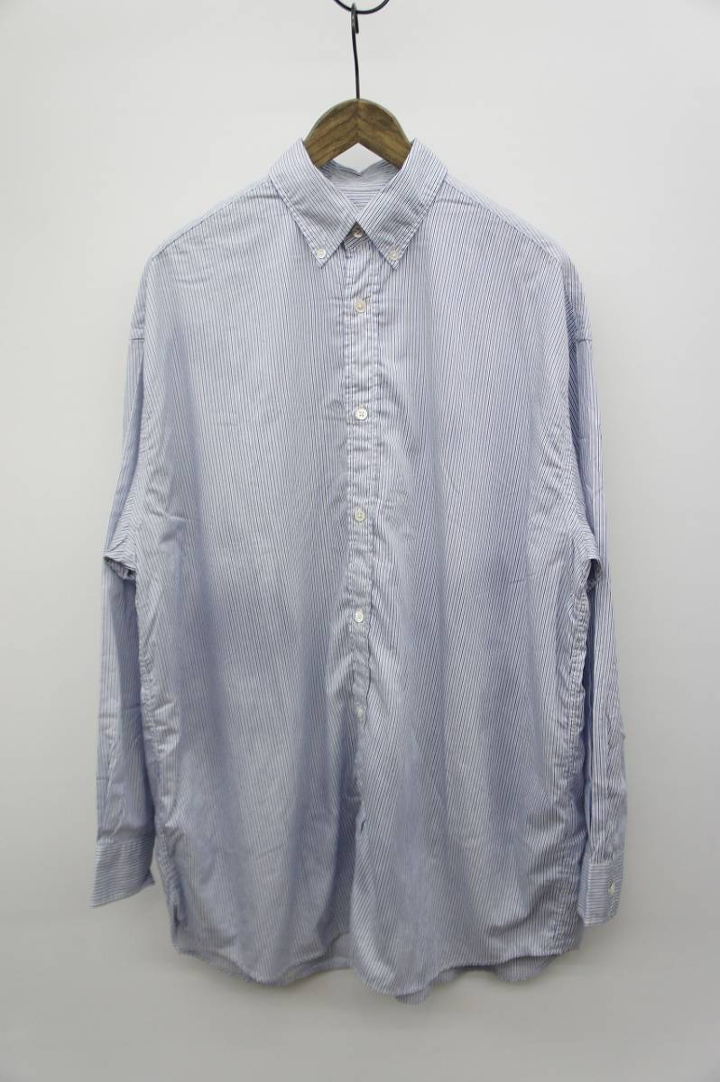 美品 23SS ADAM ET ROPE アダムエロペ ストライプ 長袖 モンスター オーバーサイズ ボタンダウン シャツ GMG-03080-A 青 サイズM 516N★4拍卖