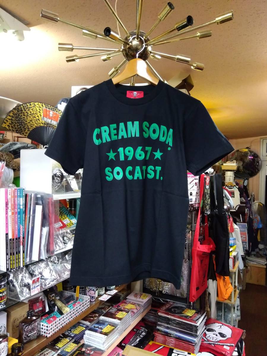 最終出品!Sサイズ黒色クリームソーダTシャツ1967 SO CAT ST検索用CREAMSODAピンクドラゴンロカビリーブラックキャッツ昭和レトロガイコツ拍卖