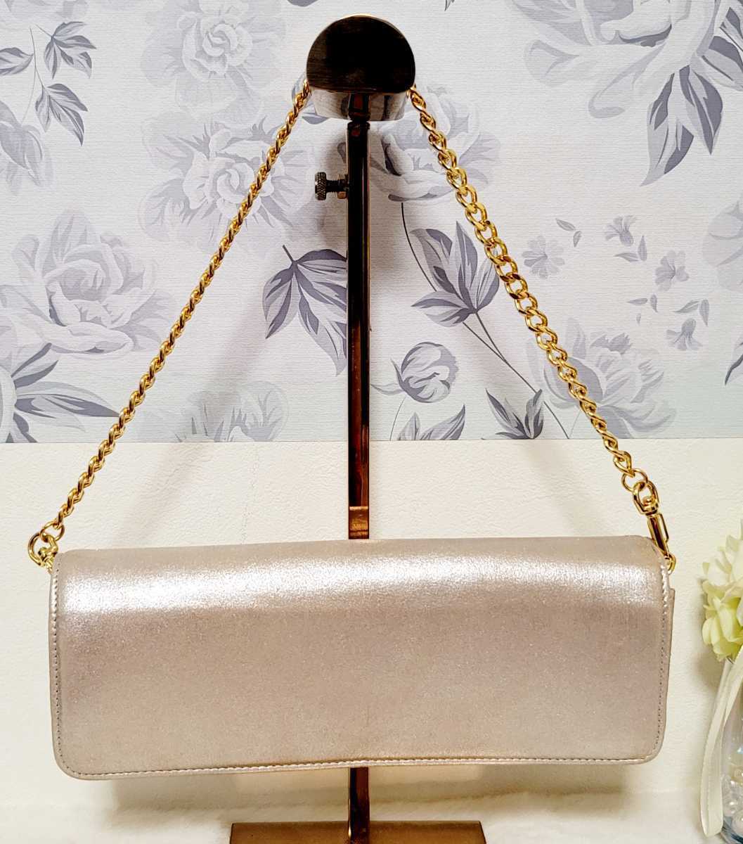 【Prix】ハンドバッグ クラッチバッグ 2way チェーンショルダー ゴールド ミラー付 結婚式拍卖