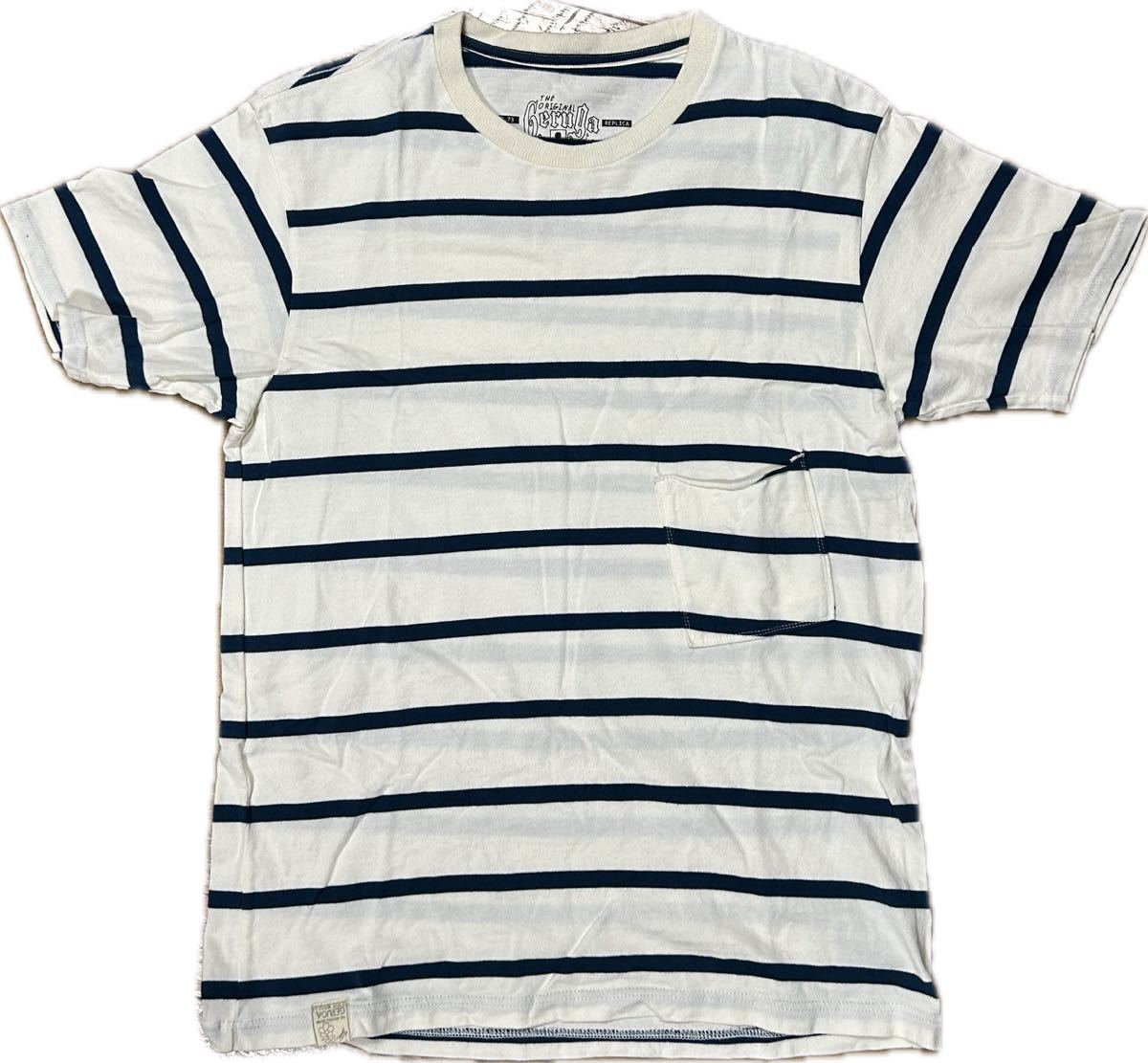 希少 ゲルガ geruga サイズ2 白紺  ボーダー 半袖 ポケット Tシャツ ザバースデー チバユウスケ 着用拍卖