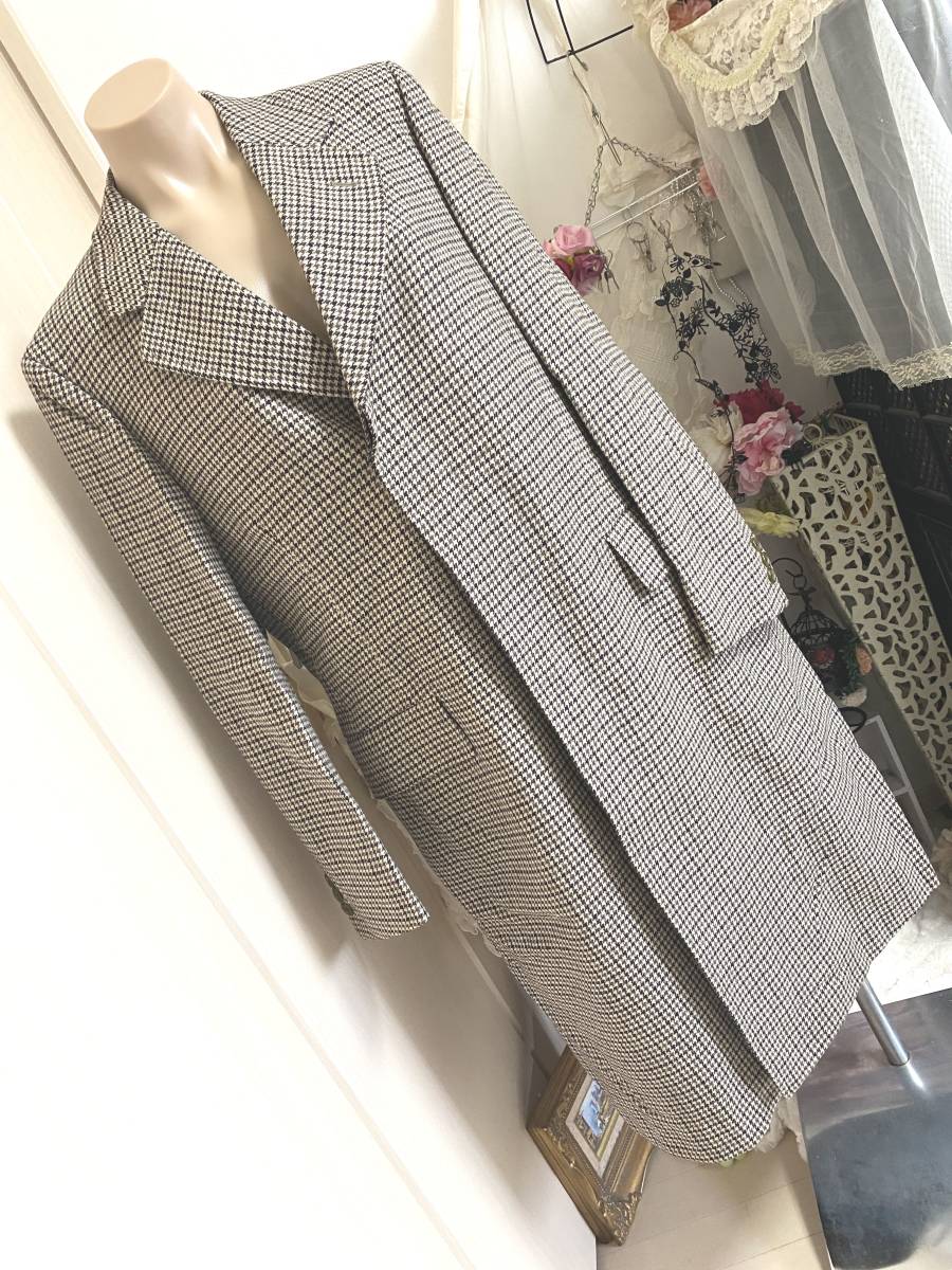 メンズ バーバリー【Burberrys'】イングランド製◆IRISH TWEED*オーダーウールコート*千鳥格子柄:ベージュ*ブラウン拍卖
