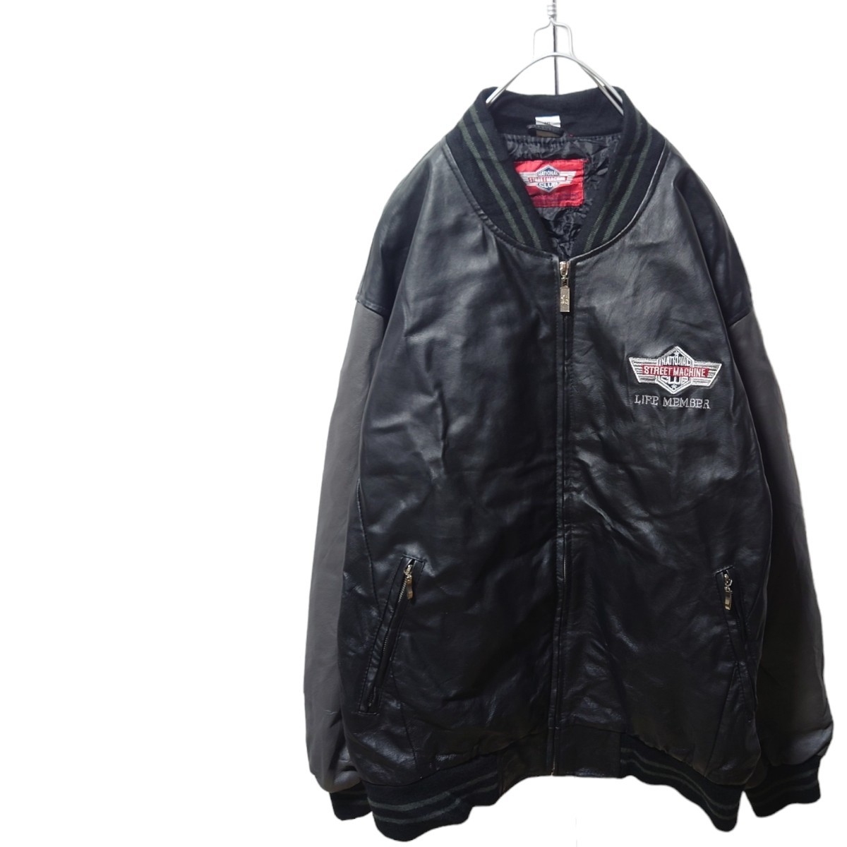 【NSMC】希少 本革 ロゴ刺繍 中綿入り オールレザースタジャン S-189拍卖