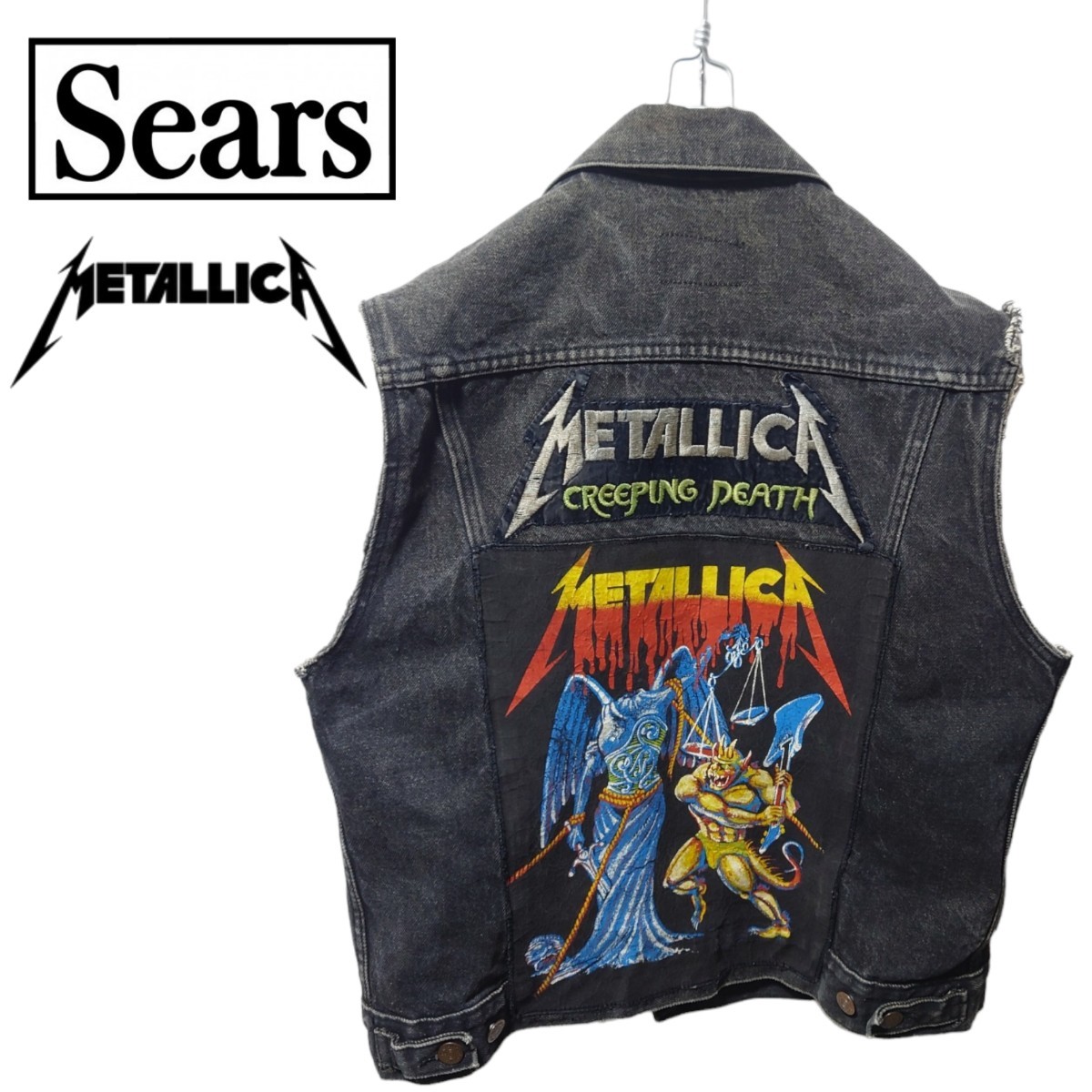 【SEARS ROEBUCK】80's メタリカ ブラックデニムベストA1558拍卖