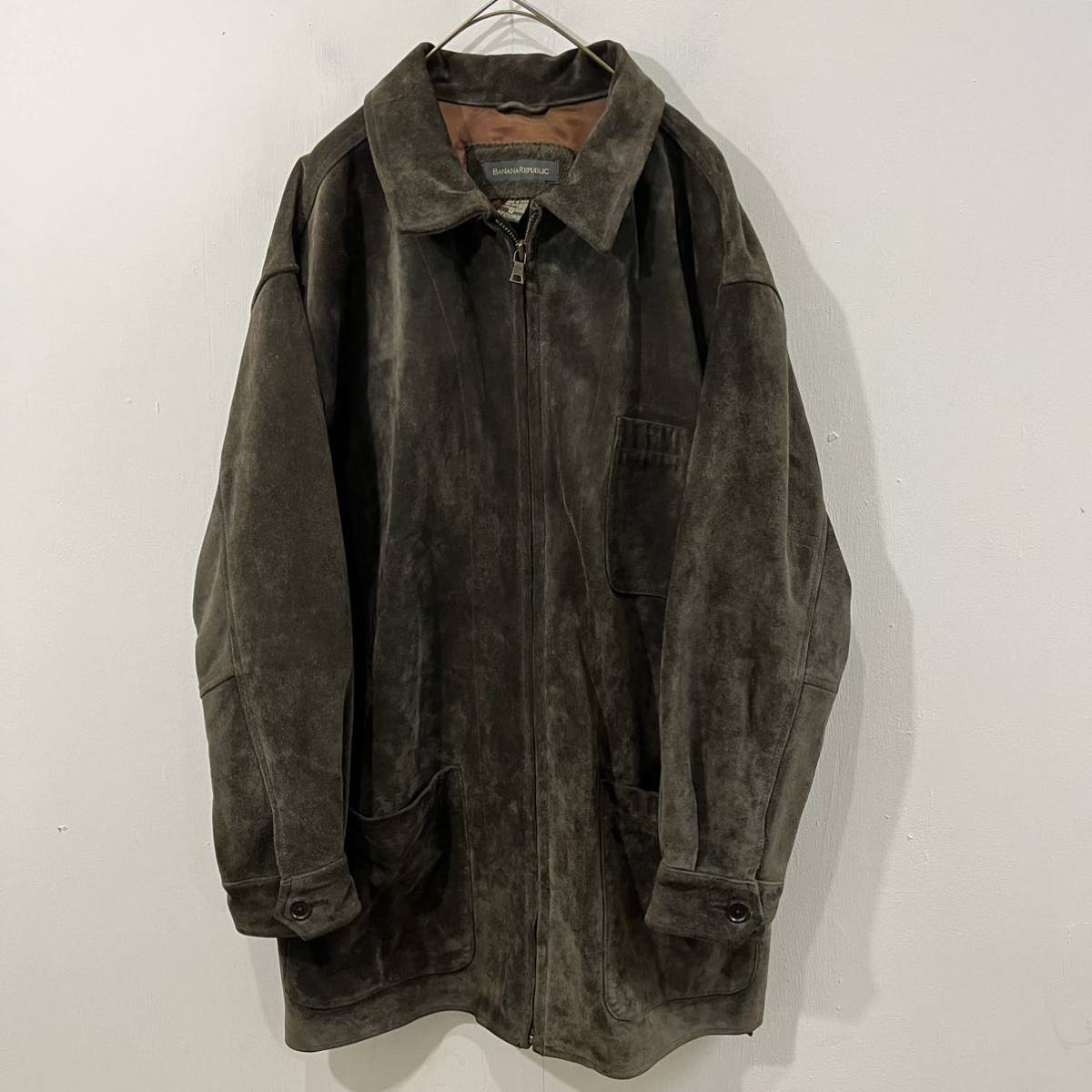 banana republic 極上 レザージャケット レザーブルゾン シャツジャケット ジップアップ 本革 バナナリパブリック【送料一律/同梱可能】H拍卖