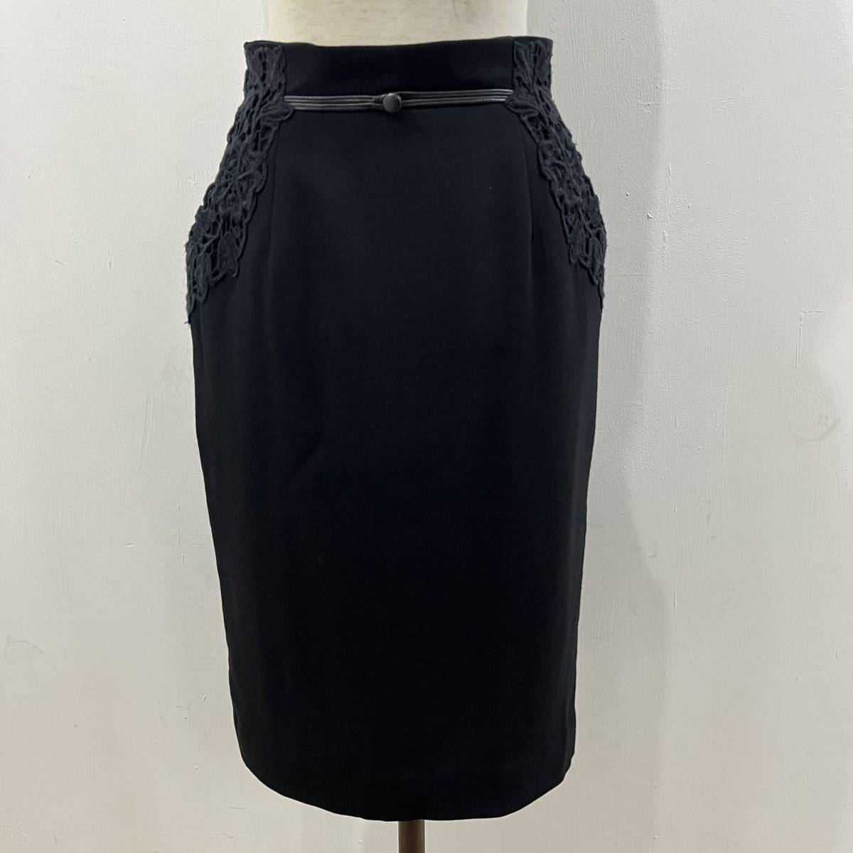 alba rossa インポートロッサ import rossa ウールスカート デザインスカート 花柄刺繍 黒 アルバロッサ【レターパックプラス郵送可】G拍卖