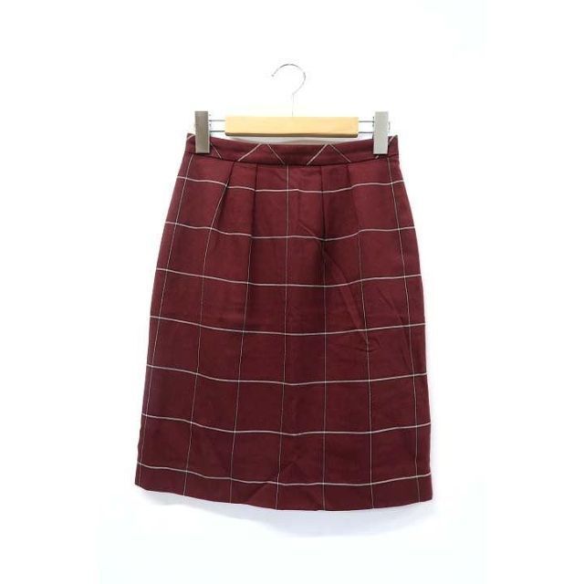 UNTITLED ウィンドウペン ペンシル タイトスカート バーガンディー 0拍卖